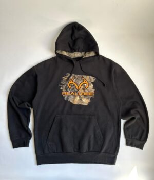 Hoodie Negro con Estampa Real Tree